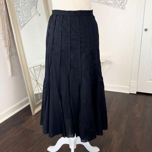 Vintage Black Witchy Whimsygoth Tiered Cotton Flowy Midi Skirt 14 / L